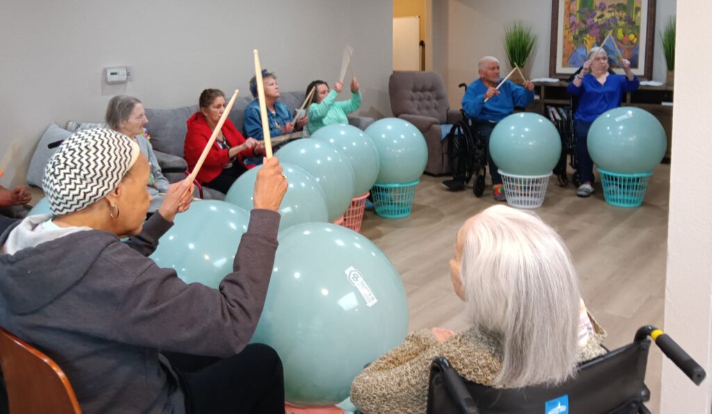 Senior residents enjoying meaningful activities together at Sunnyside Senior Living in Turlock, California